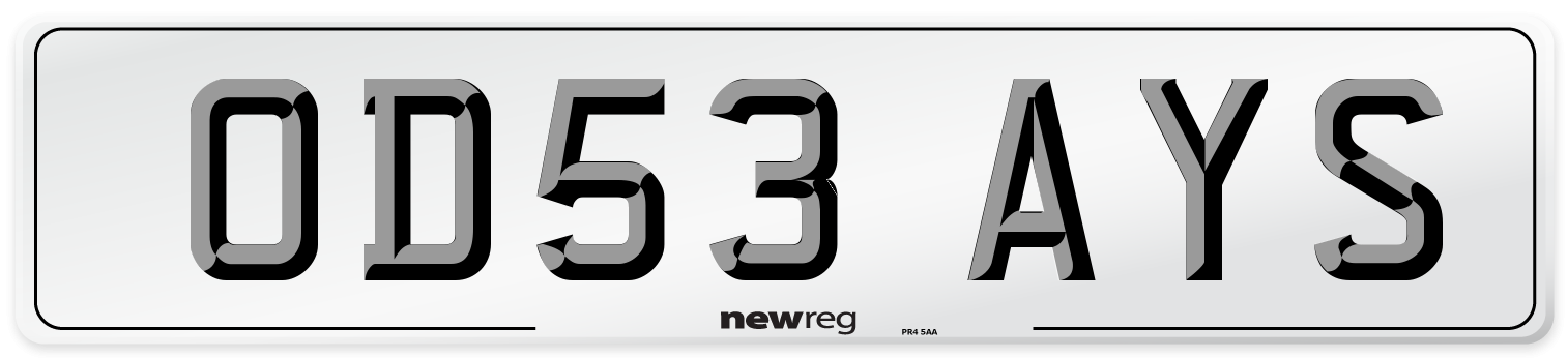 OD53 AYS Number Plate from New Reg